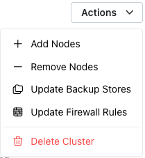 Cluster Actions menu