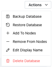 Database Actions menu