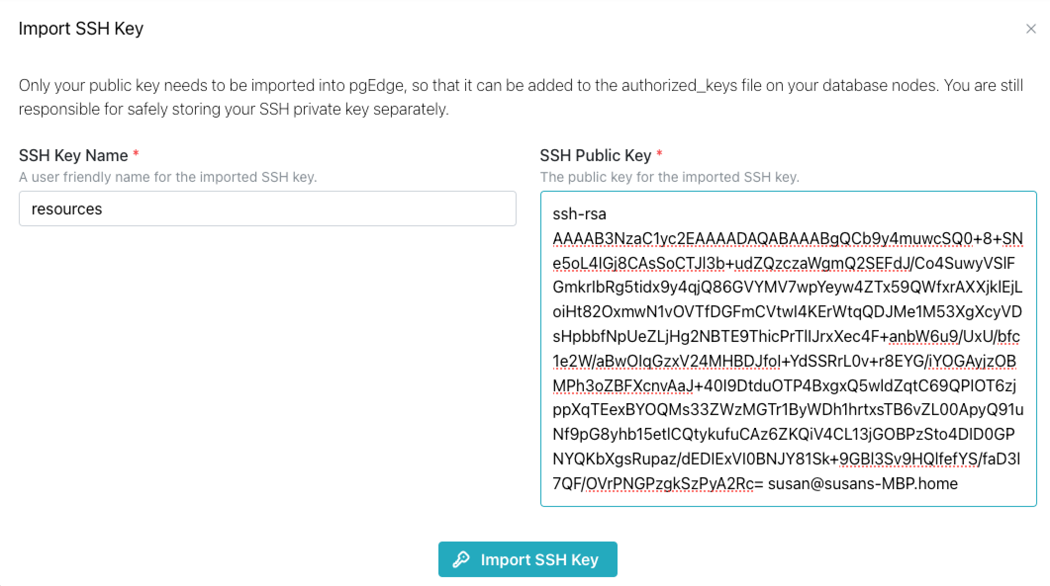 Importing an SSH Key