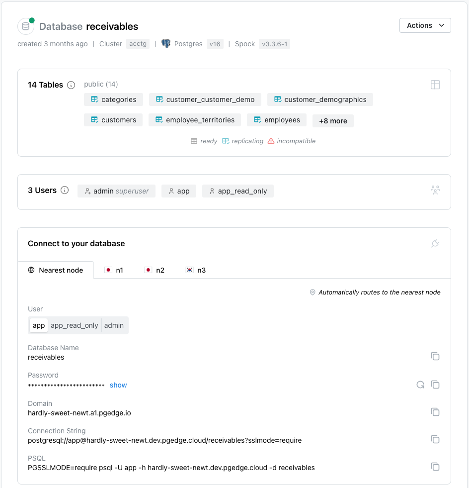 pgEdge Database Console